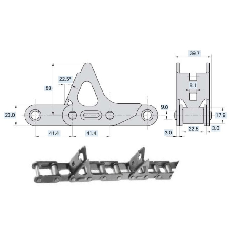 Łańcuch wciągający ROLLON-SOLID S55R1/C30E/J2A