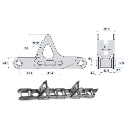 Łańcuch wciągający ROLLON-SOLID S55R1/C30E/J2A