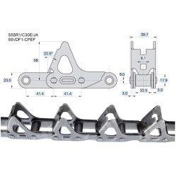 Łańcuch wciągający 48 rolek ROLLON SOLID S55R1/C30E/JA