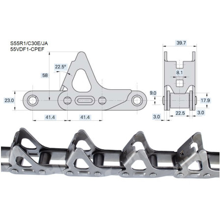 Łańcuch wciągający ROLLON SOLID S55R1/C30E/JA