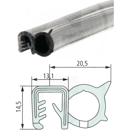 Nakładka krawędziwa boczna uszczelka 20,5x14,5 - 5m4059139279913