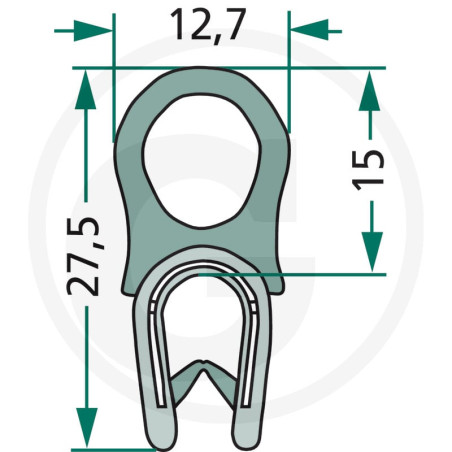 Nakładka krawędziwa górna uszczelka 12,7x15/27,5 -1m4059139279678