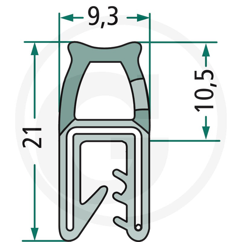 Nakładka krawędziwa górna uszczelka 9,3/10,5x21 - 5m4059139280179