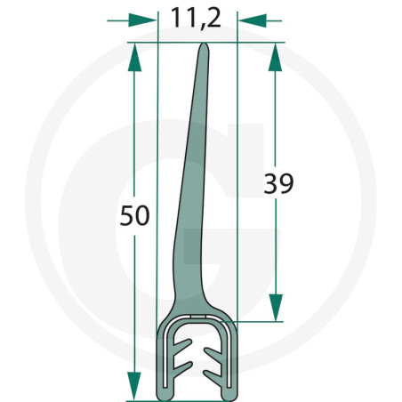 Nakładka krawędziwa 2-4mm z płetwą 39m- 1m4059139279876