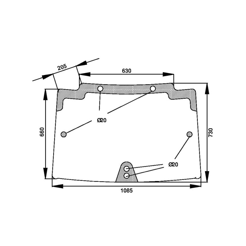 44911501 Szyba Case przednia, regulowana, Kramp 3660980059206