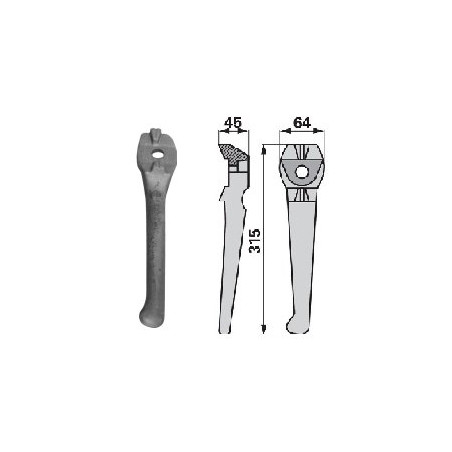 Ząb brony aktywnej, prawy 320 mm, 1.1699.0128.0