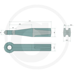 Ucho zaczepu fi40 2,2/14t 65x80 L375 wspawania DIN 74054