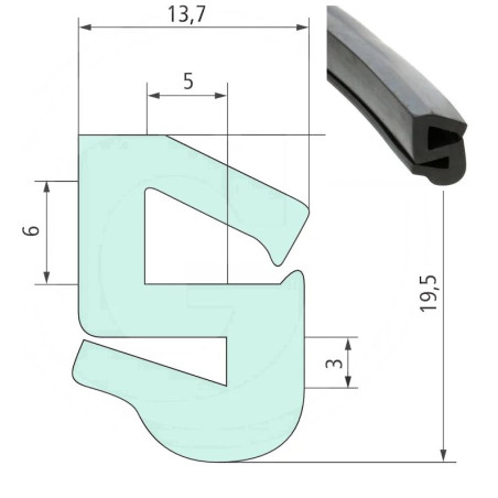 Uszczelka szyby 13,7x19,5/6/3 - 25m4059139280452