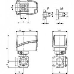 Zawór Kulowy Elektryczny 3-Drożny Gwint Zew. 1i1/2” Arag 8026834396197