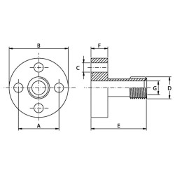 Kołnierz przyłączeniowy 30mm 1/2"BSP, M6x20-4szt Oleo Tecnica
