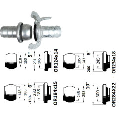 Złącze KKV  6" na wąż 203 mm