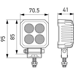 Lampa robocza, kwadratowa, 4 LED, 1700 lm 12/24V, ValueFit Hella