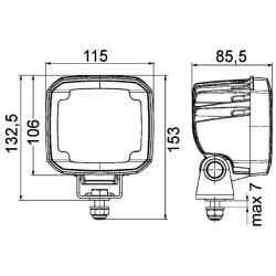 Lampa robocza LED, 4000 lm, prostokątna, 12/24V, 115x85.5x132.5 mm, wtyczka Deutsch, 8 LED, Hella