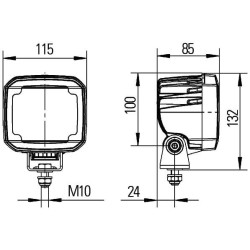 Lampa robocza LED, kwadratowa 12/24V biała Hella