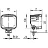 Lampa robocza LED, kwadratowa 12/24V biała Hella