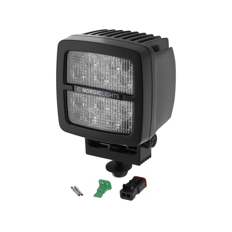 Lampa robocza LED, kwadratowa, 41W 4200lm 12/24V przykręcana z wtyczką Deutsch 2-pin, światło rozproszone, 10 LED, Scorpius GO 4
