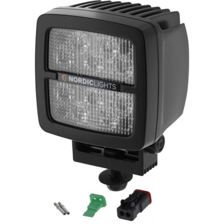 Lampa robocza LED, kwadratowa, 41W 4200lm 12/24V przykręcana z wtyczką Deutsch 2-pin, światło rozproszone, 10 LED, Scorpius GO 4