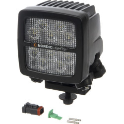 Lampa robocza LED, kwadratowa, 50W 6700lm 12/24V biała, przykręcana, 104x108x143 mm z wtyczką Deutsch 2-pin, światła mijania, 10