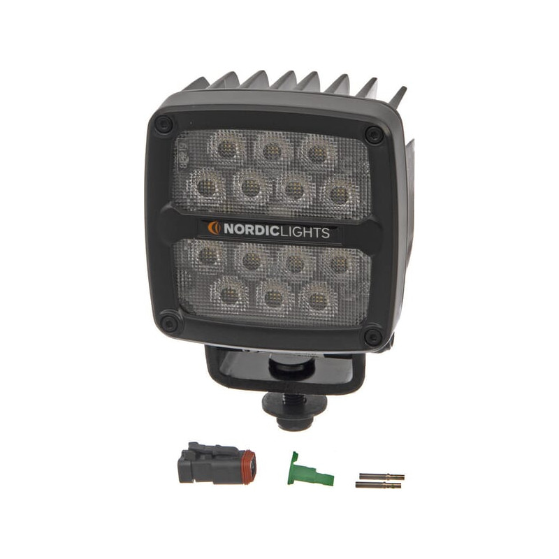 Lampa robocza LED, kwadratowa, 50W 7000lm 12/24V biała przykręcana z wtyczką Deutsch 2-pin, światło rozproszone, 14 LED Scorpius