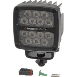 Lampa robocza LED, kwadratowa, 50W 7000lm 12/24V biała przykręcana z wtyczką Deutsch 2-pin, światło rozproszone symetryczne, 14 
