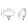 Lampa robocza LED, owalna, 32W 3500lm 12/24V biała, przykręcana, obrotowa głowica, 180x126x72 mm z wtyczką Deutsch 2-pin, światł