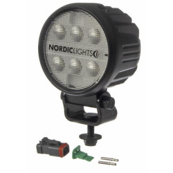 Lampa robocza LED, okrągła, 16W 1600lm 12/24V biała, przykręcana, 93x93x116.5 mm z wtyczką Deutsch 2-pin, światło rozproszone, 6