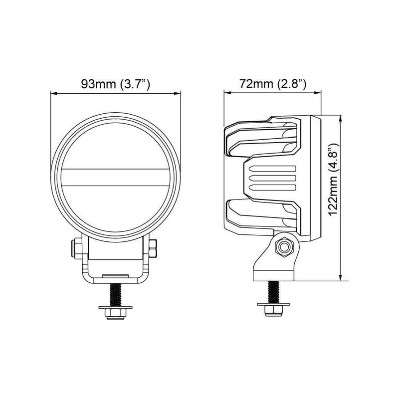 Lampa robocza LED, okrągła, 28W 2800lm 12/24V biała, przykręcana, 93x93x122 mm z wtyczką Deutsch 2-pin, światło rozproszone, 6 L