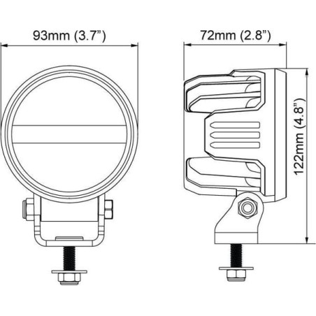Lampa robocza LED, okrągła, 28W 2800lm 12/24V biała, przykręcana, 93x93x122 mm z wtyczką Deutsch 2-pin, światło rozproszone, 6 L