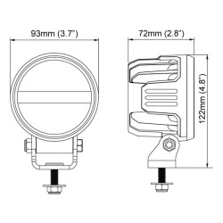 Lampa robocza LED, okrągła, 28W 2800lm 12/24V biała, przykręcana, 93x93x122 mm z wtyczką Deutsch 2-pin, światło rozproszone, 6 L