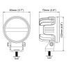 Lampa robocza LED, okrągła, 28W 2800lm 12/24V biała, przykręcana, 93x93x122 mm z wtyczką Deutsch 2-pin, światło rozproszone, 6 L