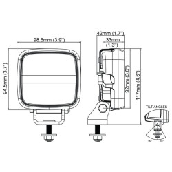 Lampa robocza LED, kwadratowa, 16W 1600lm 12/24V biała przykręcana z wtyczką Deutsch 2-pin, światło rozproszone, 6 LED Scorpius 