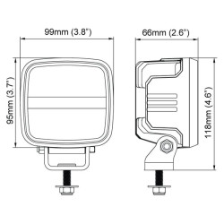 Lampa robocza LED, kwadratowa, 28W 2800lm 12/24V biała przykręcana z wtyczką Deutsch 2-pin, światło rozproszone, 6 LED Scorpius 