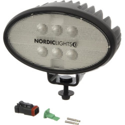Lampa robocza LED, owalna, 16W 1600lm 12/24V biała, przykręcana, 160x95x118 mm z wtyczką Deutsch 2-pin, światło rozproszone, 6 L