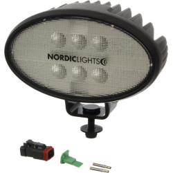 Lampa robocza LED, owalna, 39W 3600lm 12/24V biała, przykręcana, 160x95x118 mm z wtyczką Deutsch 2-pin, światło rozproszone, 6 L