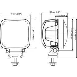 Lampa robocza LED, kwadratowa, 28W 1950lm 12/24V przezroczysta, przykręcana, 85x100x129 mm z wtyczką Deutsch 2-pin, światło rozp