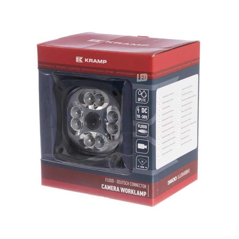 Lampa robocza LED z kamerą, kwadratowa