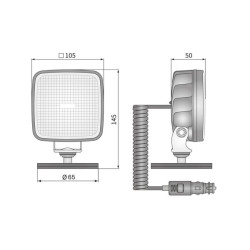Lampa robocza LED kwadratowa, z przełącznikiem R23 22W 1600lm 12-24V 145x105x50 mm światło rozproszone, mocowana na magnes, Wese