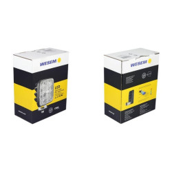 Lampa robocza LED kwadratowa, R23 22W 1600lm 12-24V 129x105x50 mm światło rozproszone, przykręcana Wesem