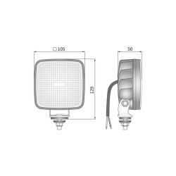 Lampa robocza LED kwadratowa, R23 22W 1600lm 12-24V 129x105x50 mm światło rozproszone, przykręcana Wesem