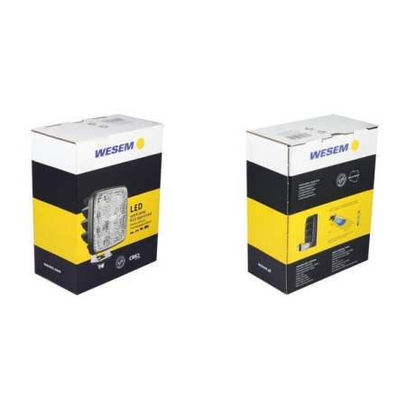 Lampa robocza LED kwadratowa z przełącznikiem, R23 22W 1600lm 12-24V 129x105x50 mm światło rozproszone, przykręcana Wesem