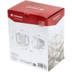 Work light LED, 22.5W, 2850lm, square, 10/30V, 89x73x97mm, Deutsch plug, Kramp