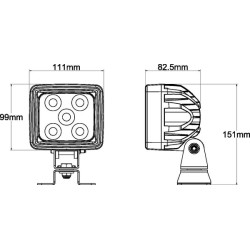 Lampa robocza LED, kwadratowa 60W 5600lm 10/30V z wtyczką Deutsch światło szerokokątne 20 LED Kramp