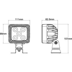 Lampa robocza LED, kwadratowa 60W 5600lm 10/30V z wtyczką Deutsch światło szerokokątne 20 LED Kramp