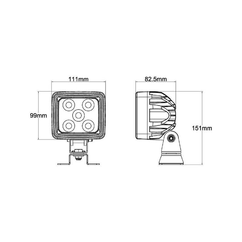 Lampa robocza LED, kwadratowa 60W 5600lm 10/30V z wtyczką Deutsch światło szerokokątne 20 LED Kramp
