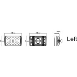 Lampa robocza LED, prostokątna lewa 21W 2600lm 10/30V światło rozproszone 14 LED Kramp