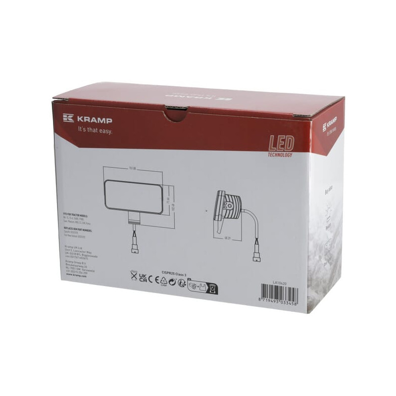 Lampa robocza LED, prostokątna 54W 4100lm 10/30V światło rozproszone 18 LED Kramp