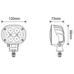 Lampa robocza LED, owalna 30W 3000lm z wtyczką Deutz, światło rozproszone 6 LED Kramp