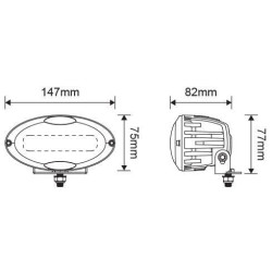 Lampa robocza LED, owalna 30W 2400lm z wtyczką Deutz, światło rozproszone 6 LED Kramp