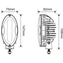 Lampa robocza LED, owalna 30W 2400lm z wtyczką Deutz, światło rozproszone 6 LED Kramp