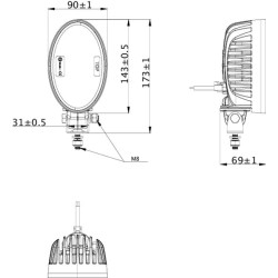 Lampa robocza LED, owalna 24W 2240lm światło rozproszone 8 LED Kramp